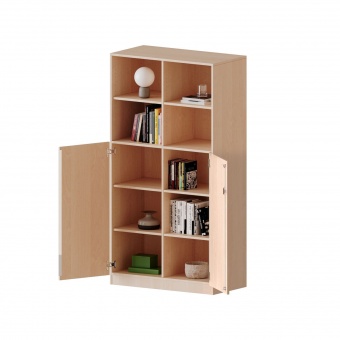 Schrank, 5 OH, Türen unten (3OH), oben 2 offene Fächer 2 Türen, abschließbar, B/H/T 120x190x40cm 